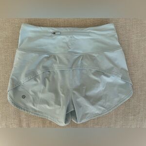 Lululemon Speed Up High-Rise Light Teal Blue Shorts sz 4